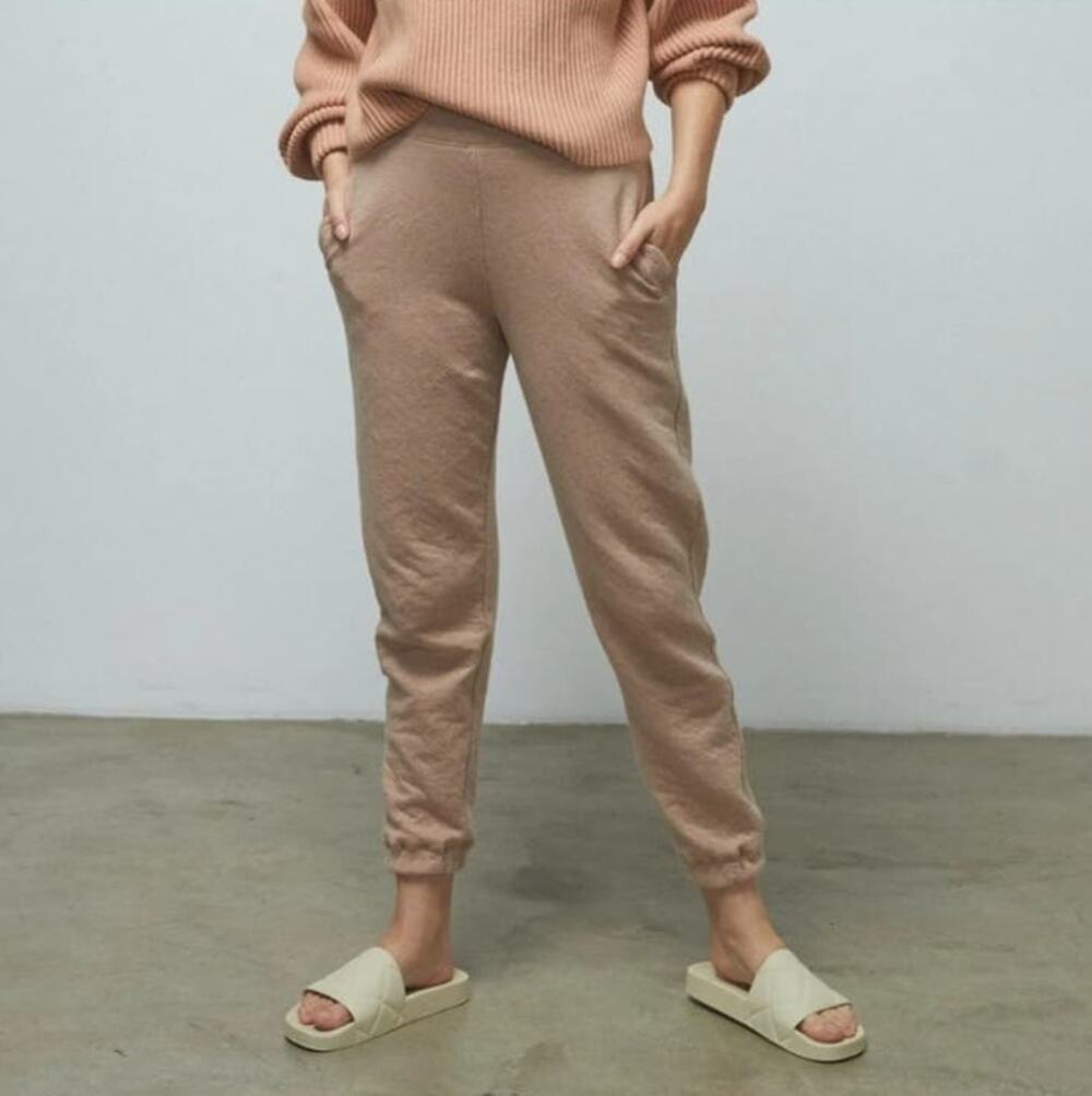 Lunya Restore Double Faced Pant Sweatpant Jogger Otium Tan Heather Medium NWOT